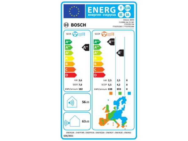 Klima BOSCH Climate 3000i BAC3i-1232IA/inverter/WiFi Ready/A++/A+/R32/12000BTU/bela - Image 2
