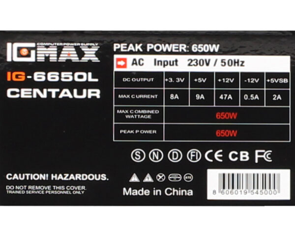 IG-MAX IG6650 CENTAUR 650W napajanje - Image 3