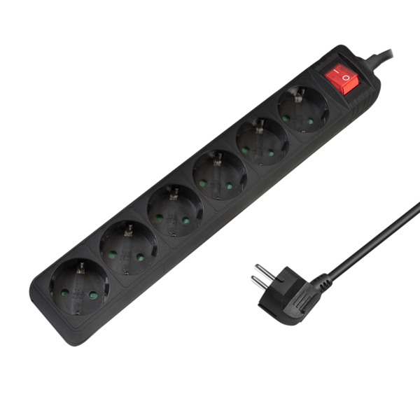 Logilink produžni kabl 6 mesta, prekidač, 1.5m, crni