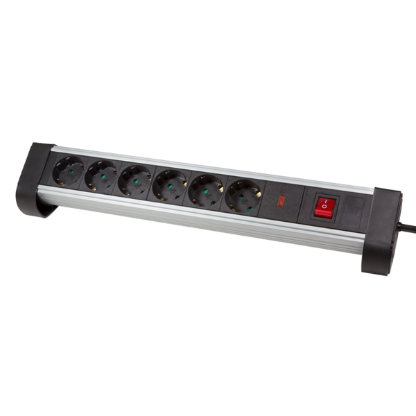 Logilink produžni kabl sa prenaponskom zaštitom 6 mesta, prekidač, stalak, 1.4m, aluminium