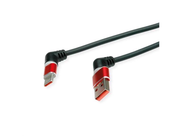 Secomp ROLINE 360° Rotation USB 2.0 Cable, C - A, M/M, 60W, Red Black, 2 m