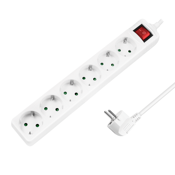 Logilink produžni kabl 6 mesta, prekidač, 1.5m, beli