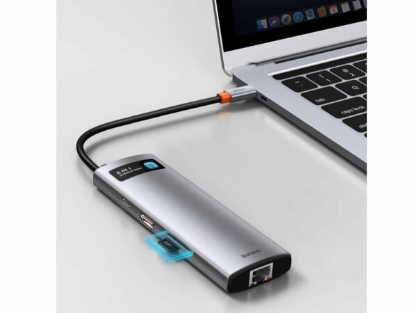 Prikljucna stanica BASEUS 8 u 1/Multifunkcionalna/Type-C to HDMI+USB 3.0+PD+RJ45+SD/TF/siva - Image 3