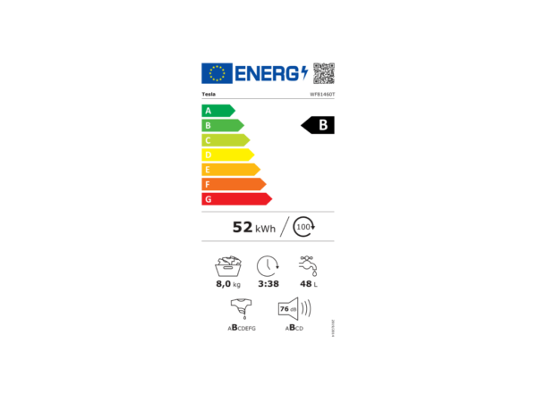 Veš mašina TESLA WF81460T inverter/8kg/1400 obrtajaA/85x59,5x52cm/bela - Image 2