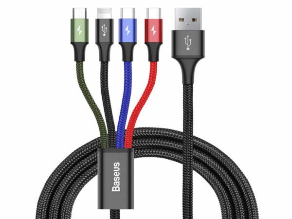 Kabl Za Brzo Punjenje BASEUS/4 u1/iP+Type-C+Micro 3.5A/1,2m/crna