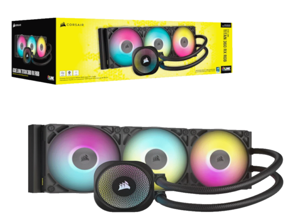 Kuler za CPU CORSAIR iCUE LINK TITAN 360 RX/RGB/AIO/360mm/triple fan/vodeno hladenje/crna - Image 8
