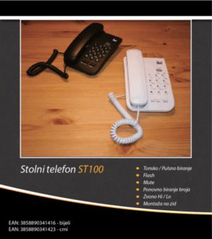 MEANIT ST100 Telefon analogni, stoni, beli