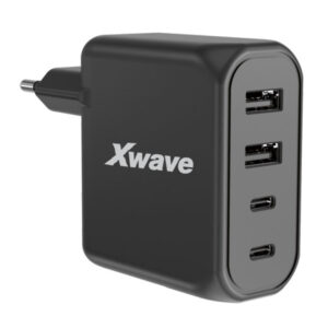 Xwave GaN100-2A2C  GaN ultra-brzi punjac 100w, 2USB-A + 2USB-C, za mobilne tablete Crni